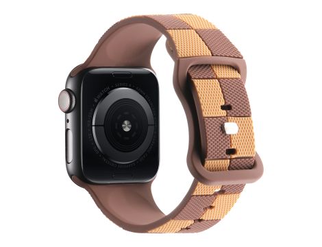 Pasek Opaska Bransoleta Silikon Krata Brązowy do Apple Watch 3 4 5 6 7 8 9 SE 38/40/41mm